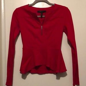 Red peplum top